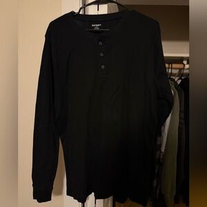 Old Navy Men's Long Sleeve Black Henley